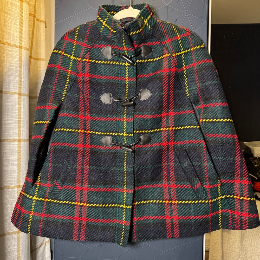 Talbots Plaid Cape/Poncho - Red, Yellow, Green